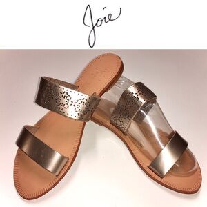 JOIE rose gold laser cut leather Sable sandals